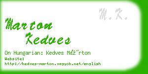 marton kedves business card